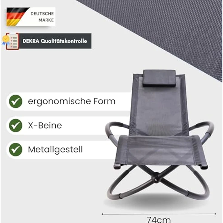 Albatros Premium Gartenliege X-FORM, Schwungliege mit Kopfkissen, wetterfest und ergonomisch, belastbar bis 160 kg, modernes Design – Bild 4