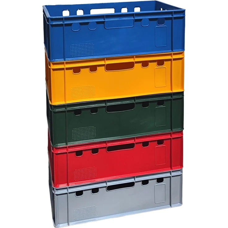 5x Lagerkiste Stapelkiste E2 60x40 cm lebensmittelecht - Stapelbox Fleischkiste Eurokiste Bunt – Bild 1