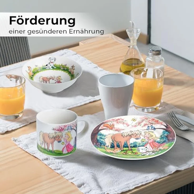 MiaMio Kindergeschirr-Set 3er-Set Kindergeschirr/Porzellan inkl. Teller, Schüssel und Tasse Prin (3-tlg), 1 Personen, Porzellan – Bild 7
