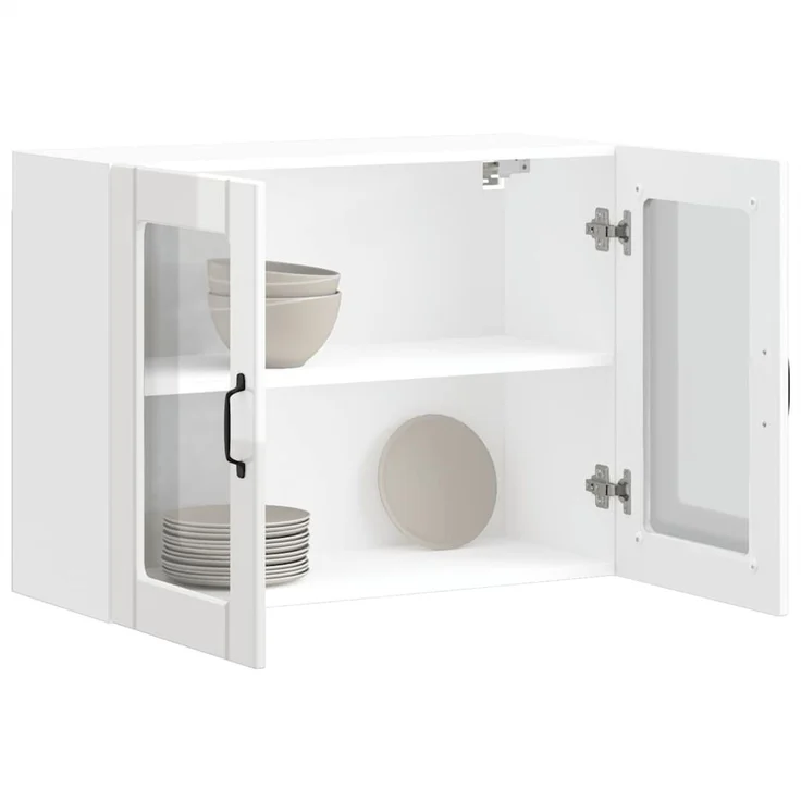 vidaXL Küchen-Hängeschrank mit Glastür Lucca Hochglanz-Weiß Holzwerkstoff 853849 – Bild 1