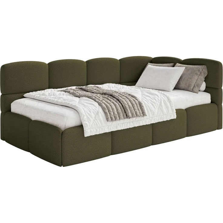 Selsey 'Cloudy' Jugendbett rechts, Rausfallschutz, Bouclé Olivgrün, 90x200 cm – Bild 8