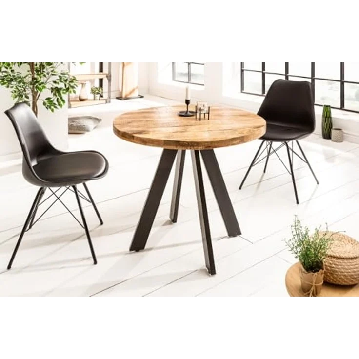 riess-ambiente Esstisch IRON CRAFT 80cm natur, Massivholz · rund · Küchentisch · Mangoholz – Bild 2