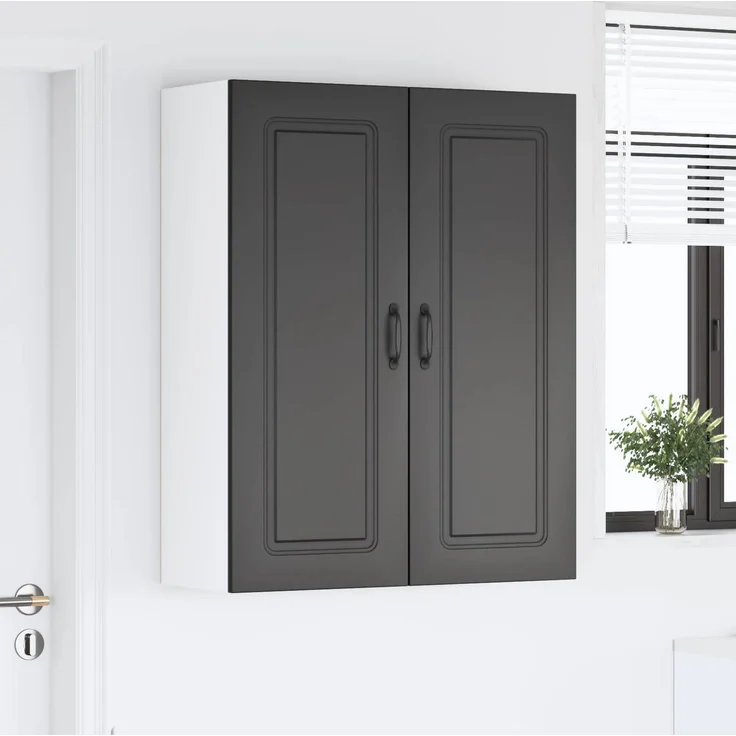 Hängeschrank, Küchenschrank Schwarz 80 x 31 x 100 cm Holzwerkstoff – Bild 4
