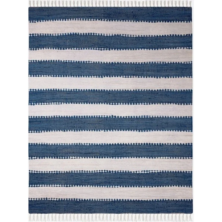 Wohnando Teppich MY-RUG Aarav, Chindi-Teppich 150x80cm, rechteckig, Höhe: 10 mm, aus recycelten Baumwollresten, handgewebt, wendbar, mit Fransen – Bild 1