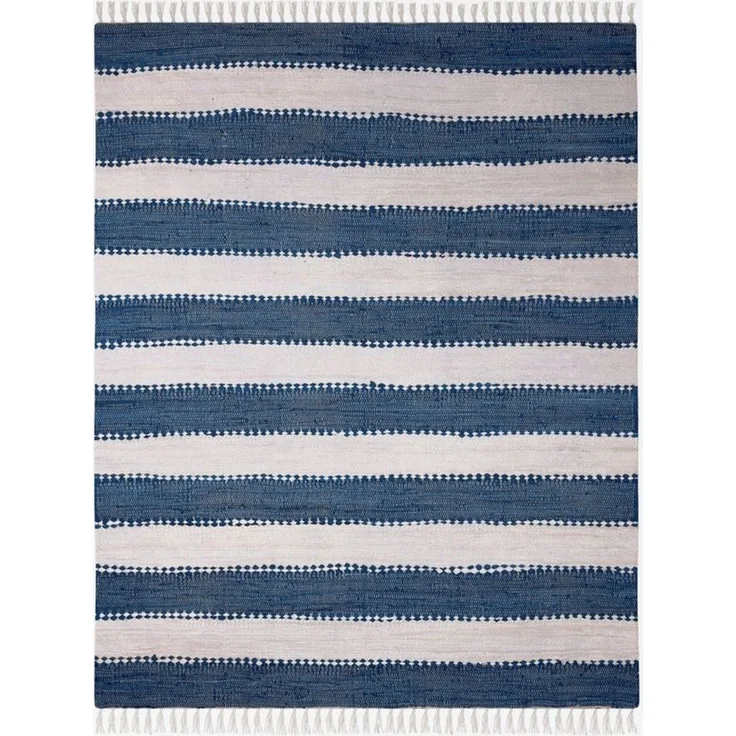Wohnando Teppich MY-RUG Aarav, Chindi-Teppich 150x80cm, rechteckig, Höhe: 10 mm, aus recycelten Baumwollresten, handgewebt, wendbar, mit Fransen