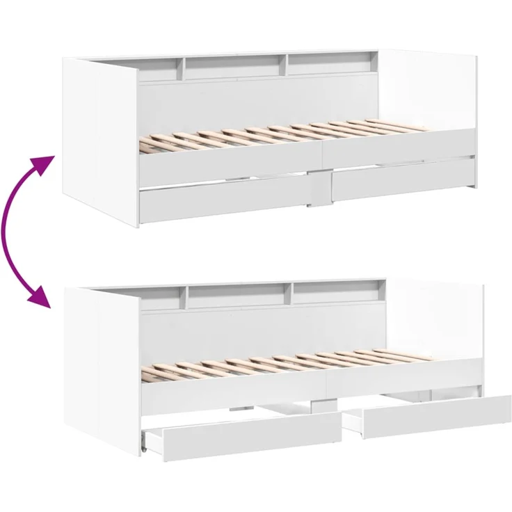 vidaXL Tagesbett mit Schubladen ohne Matratze Weiß 100x200 cm 3280839 – Bild 7