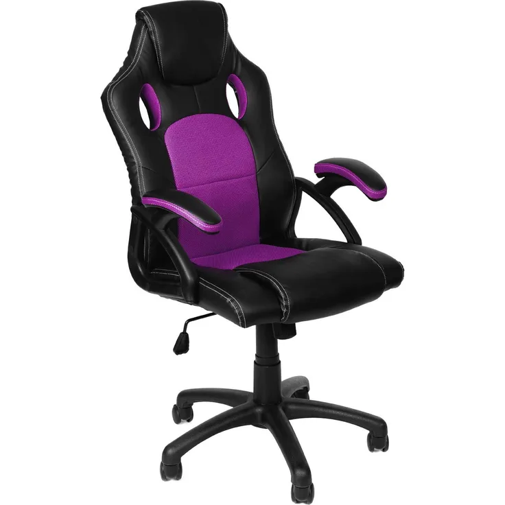 Gamer Stuhl Gaming Schreibtischstuhl Chefsessel Bürostuhl Ergonomisch, Lila, 9 Farbvarianten, gepolsterte Armlehnen, Wippmechanik, belastbar bis 150 kg, Lift TÜV geprüft, Panorama24
