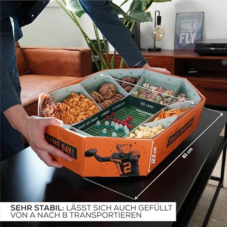 40YARDS Servierplatte American Football Snack Stadium – Großes XXL Snack Stadion, (61 x 43 x 12,5 cm) – Bild 3