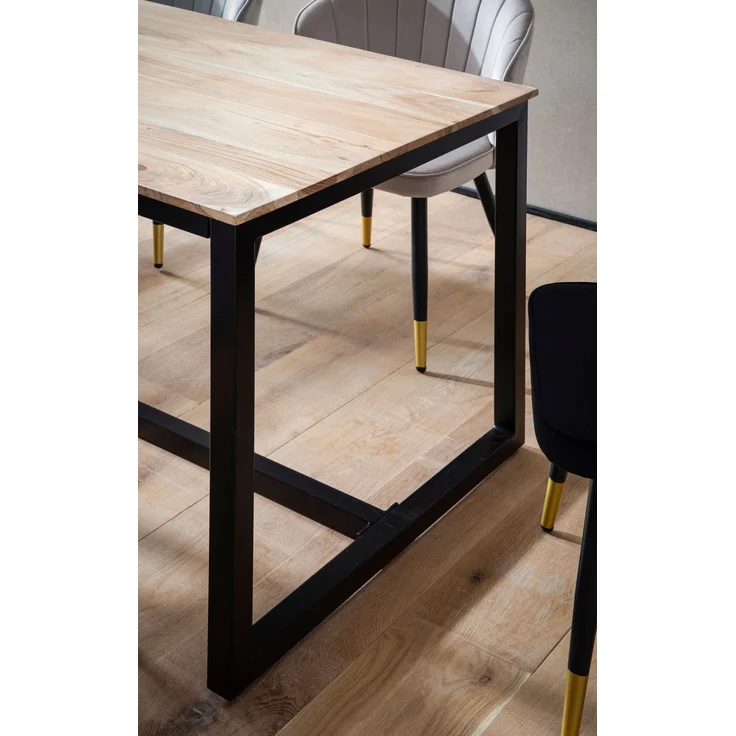FineBuy Esszimmertisch Akazie Massivholz Metall Esstisch Loft-Style, Küchentisch mit Metallbeinen, Holztisch Industrial, Speisetisch Esszimmer Rechteckig – Bild 5