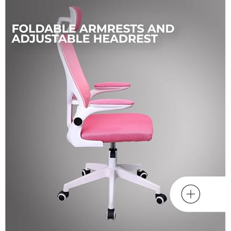 MARSGAMING MGC-ERGOPLUS, Professioneller Ergonomischer Stuhl, Dynamische Lendenwirbelstütze, Atmungsaktives Netz, Höhenverstellbar 115 und 125cm, Klappbare Armlehnen, Verstellbare Kopfstütze, Rosa – Bild 5