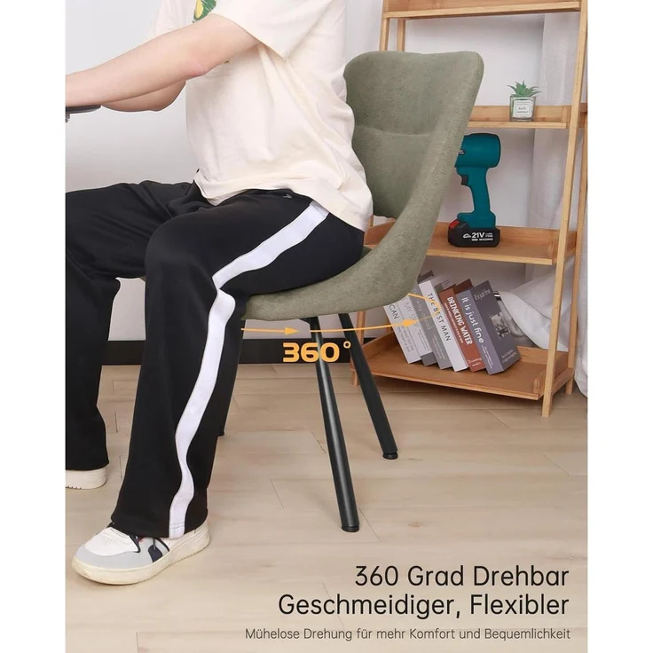 Esszimmerstuhl 360 Drehstuhl Polsterstuhl Graugrün 1 – Bild 5