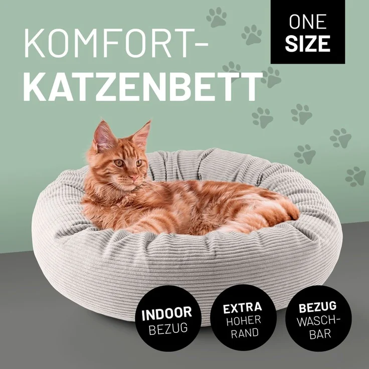 Lumaland Katzenbett Cord 60x20cm beige vakuumiert – Bild 2