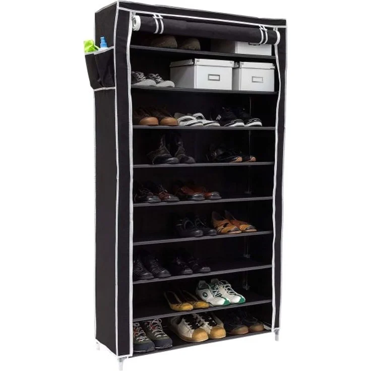 Relaxdays 2 x Schuhschrank VALENTIN hoch schwarz – Bild 1