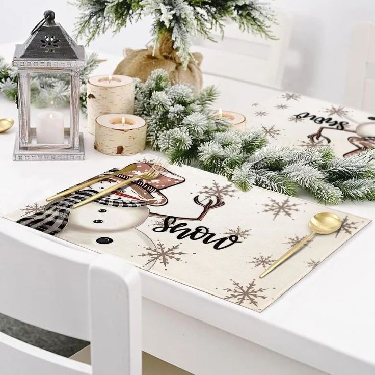 Weihnachten Platzsets 4er Set Tischsets Abwaschbar Platzdeckchen 30x45cm – Bild 4