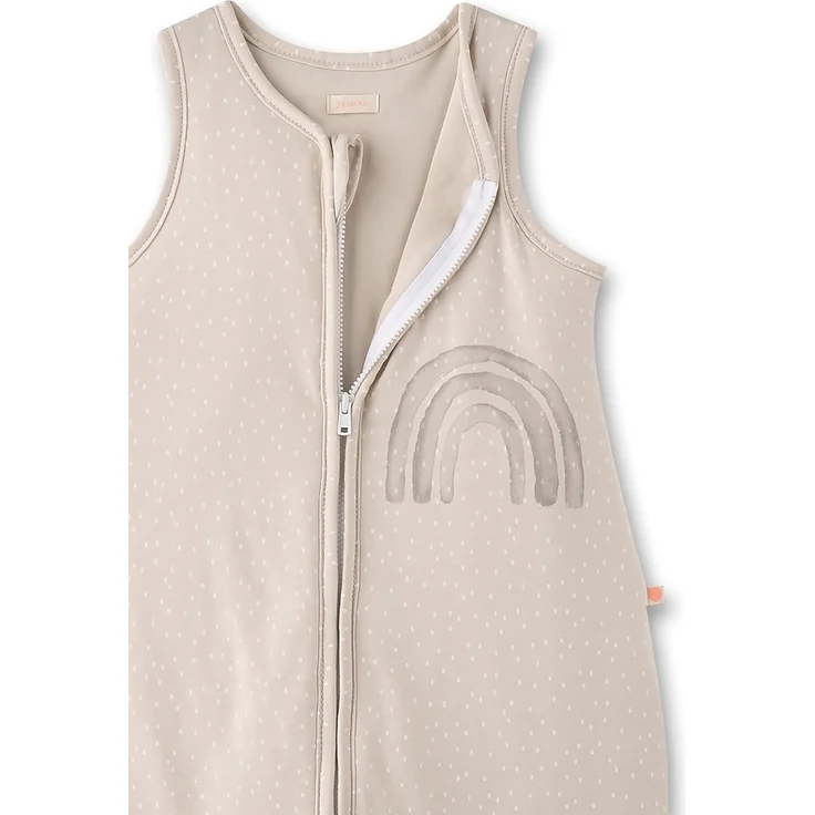 SANETTA Baby-Schlafsack mit Füßen Beige | Praktischer und bequemer Unisex-Schlafsack aus Bio-Baumwolle. Baby-Schlafsack mit Reißverschluss und Regenbogen-Print | Baby Sleeping Bag – Bild 3