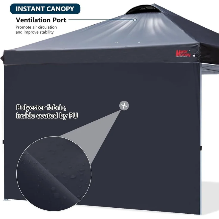 Pop-Up Pavillon 3x3m Festzelt mit Seitenwand Schwarz + Zubehör – Bild 8