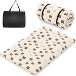 140 x 200 cm Japanische Futon Matratze mit Waschbarem Bezug & Tragetasche Tatami-Matte Braunbär
