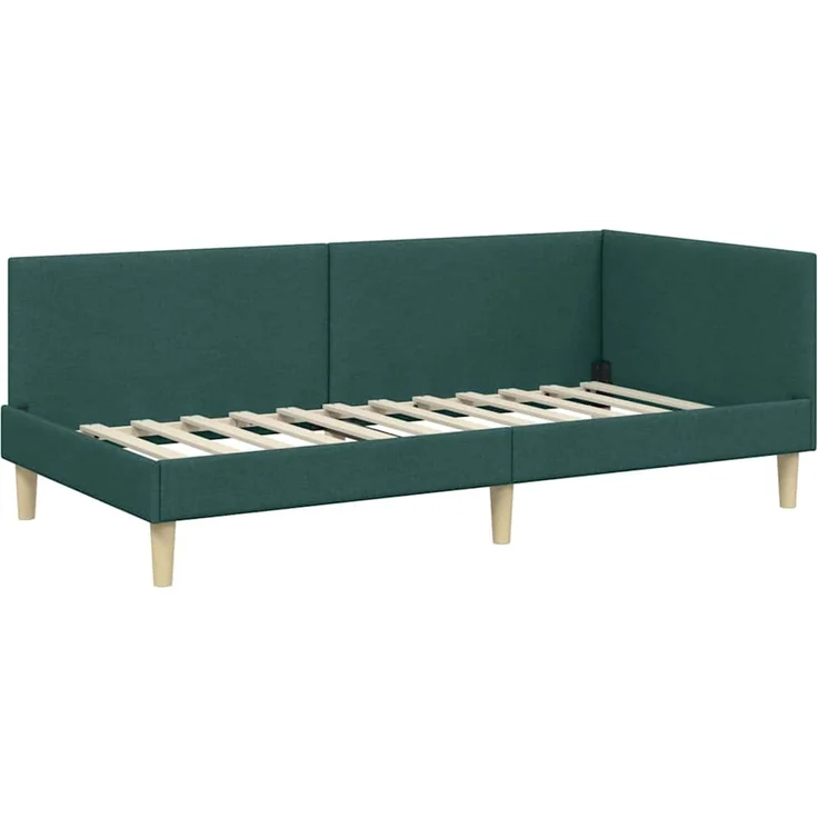 vidaXL Eckbettgestell mit Matratze 2 stk. Dunkelgrün 80 x 200 cm Stoff 3393729 – Bild 6