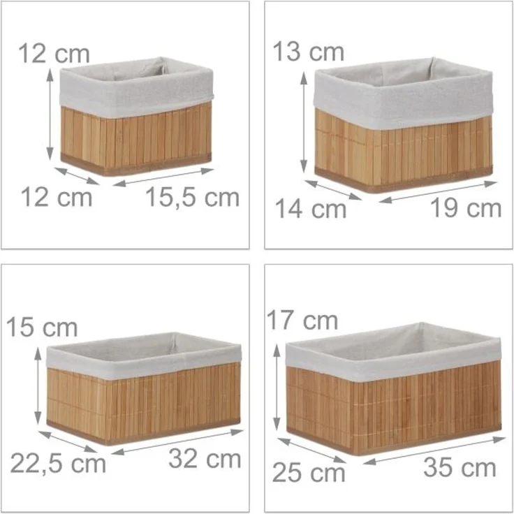 Relaxdays Aufbewahrungskorb, 6er-Set, Bambus, Natur – Bild 3