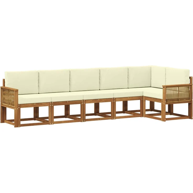 vidaXL Outdoor-Sofagarnitur 6 stk. 6-Sitzer Natur und Creme 3385256 – Bild 2