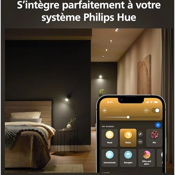 Philips Hue GU10 Spot LED-Leuchtmittel, 4,2 W, 400 lm, dimmbar, warmweiß, Einzelpack – Bild 3