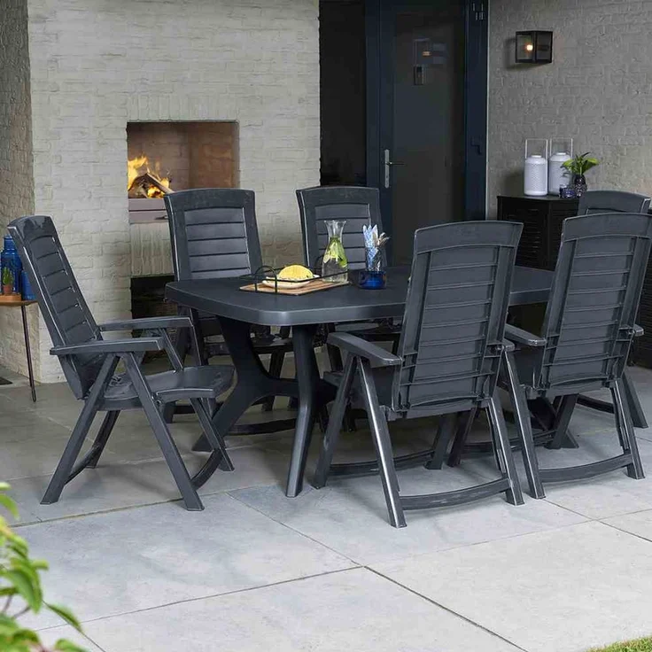 SET Aruba, 4 x Klappsessel graphit, 4 x Auflage taupe – Bild 4