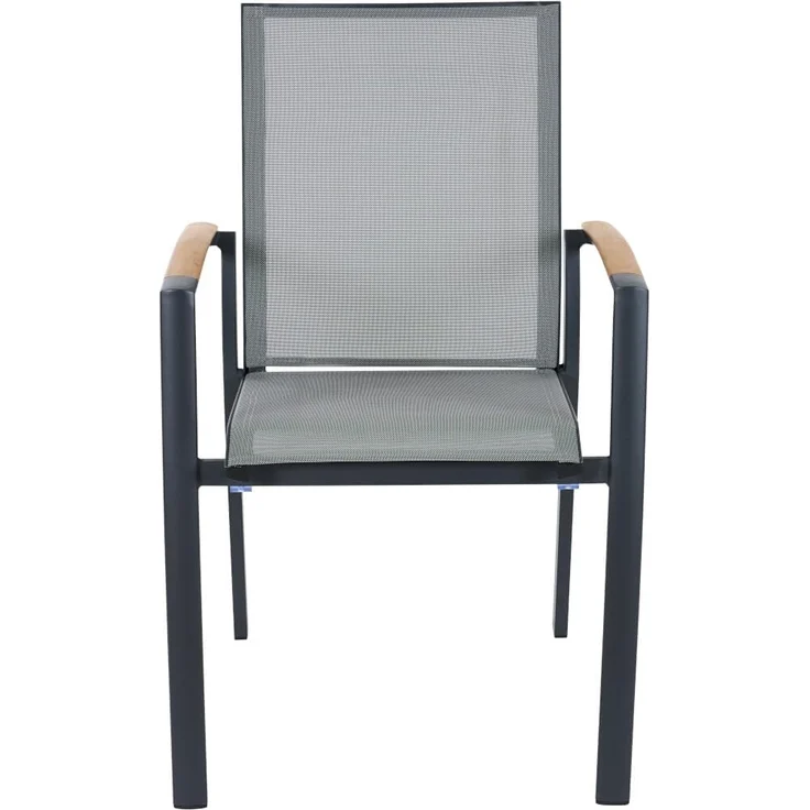 Siena Garden Velia Stapelsessel - Aluminium/Teak FSC & RANOTEX®, schwarz-grau, (T59632) – Bild 3