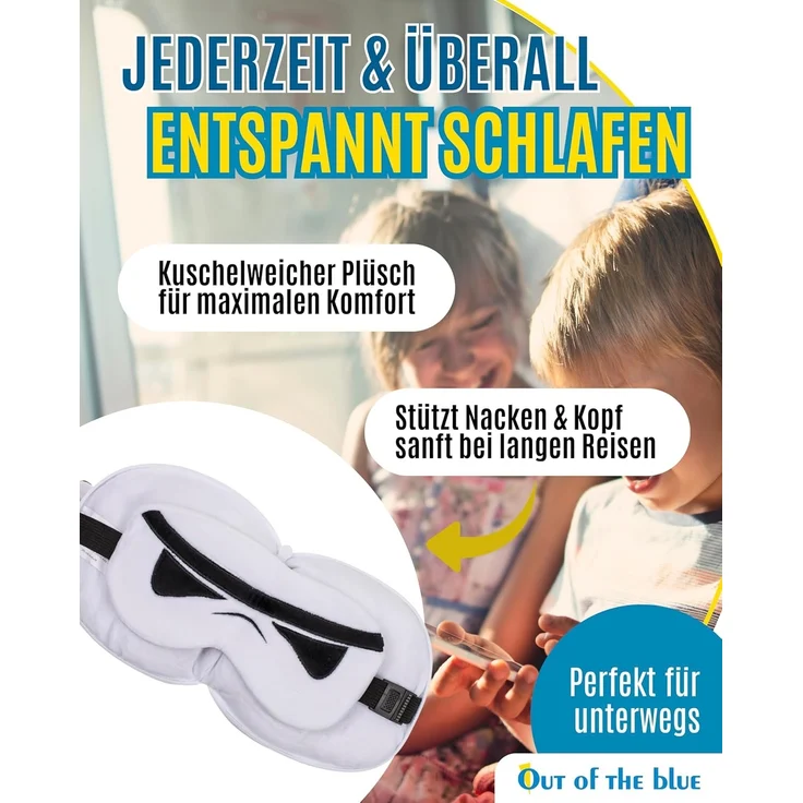Plüsch Reisekissen für Kinder mit Augenmaske verschiedene Ausführungen 2in1 Stormtrooper – Bild 3