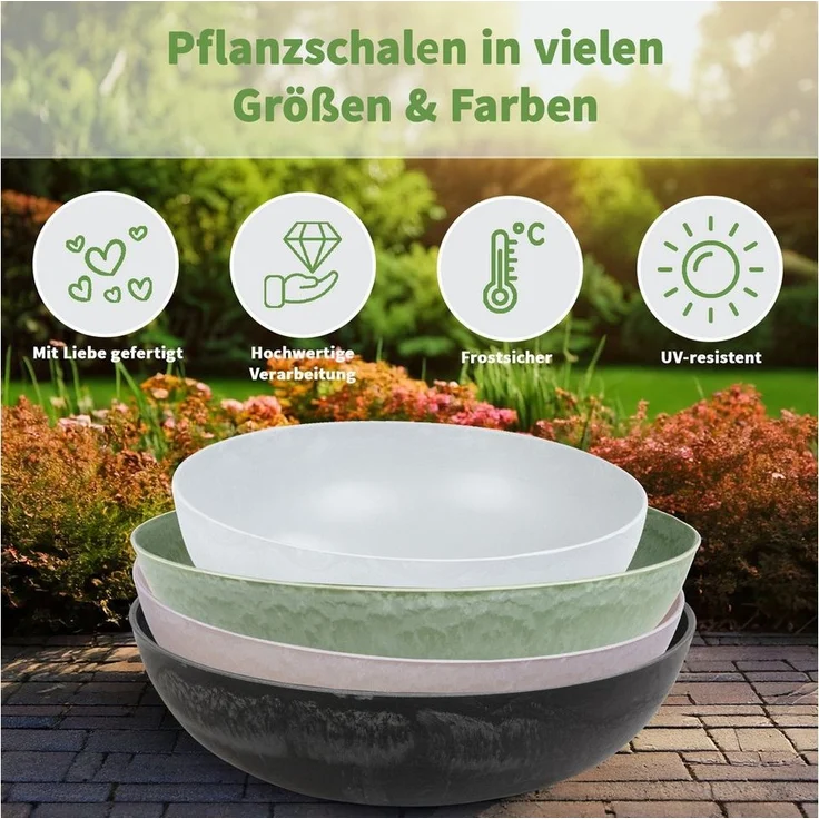 matches21 HOME & HOBBY Blumentopf Runde bauchige 20 cm Pflanzschale für draussen, alt-rosa marmoriert (1 St), Wetterfeste Blumen-Schale als moderne Gartendeko Grabschmuck – Bild 2