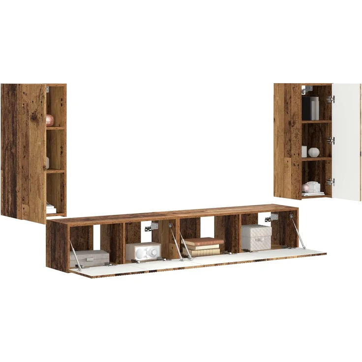 vidaXL TV-Schrankset 4 pcs Altholz Holzwerkstoff 3409166 – Bild 3