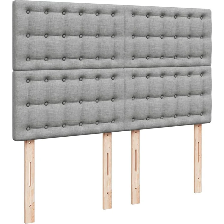 vidaXL Boxspringbett mit Matratze Hellgrau 140x200 cm Stoff 3294393 – Bild 9