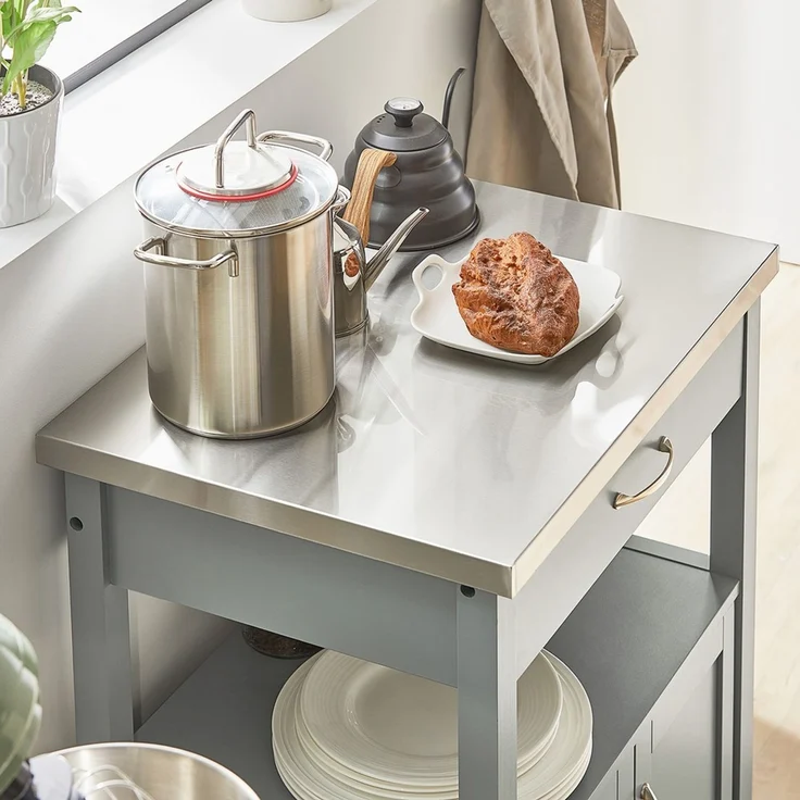 SoBuy FKW22-HG Küchenwagen, MDF, Lackiert, Grau, 60 x 92 x 44 cm – Bild 5
