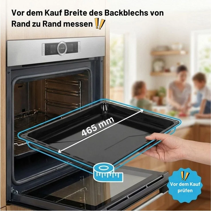 ICQN Backblech 465 x 370 x 30 und 60 mm Backblech Set mit Gitter, Emaille, (Set, 3-St, Fettpfanne und Verchromt Backofenrost), Passend für Bosch Neff Constructa – Bild 2