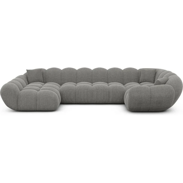 Sofa Dreams Wohnlandschaft Maleron U Form Design Stoffsofa, 6-Sitzer, Polsterecke, Ottomane links, Strukturstoff Dunkelgrau – Bild 2