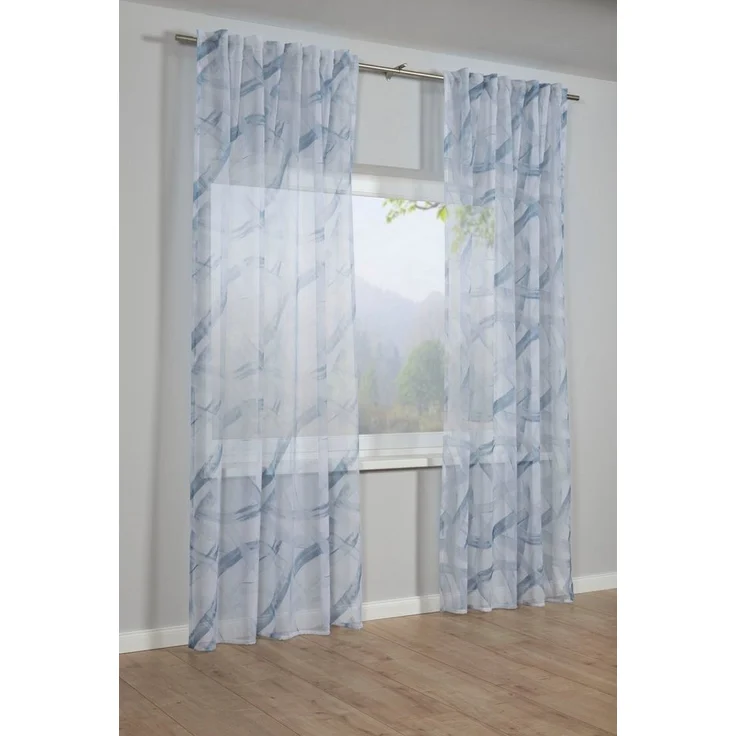 GARDINIA Gardine Schal mit Gardinenband Dolly Voile mit Druck, verdeckte Schlaufen (1 St), transparent, Stoff Dolly-Voile mit Druck – Bild 1