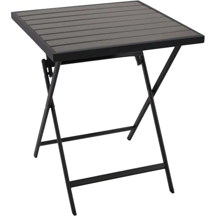 DEGAMO Gartentisch ASCIANO, 60x60 cm, Metall anthrazit, Tischplatte Kunstholz grau