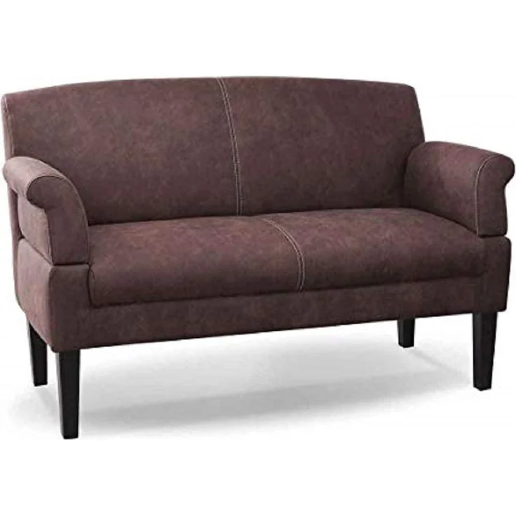 CAVADORE 2-Sitzer Küchensofa Malm, Sitzbank für Küche oder Esszimmer in Lederoptik, Inkl. Armteilverstellung, Federkern und moderner Kontrastnaht, 152 x 97 x 78, Mikrofaser: braun