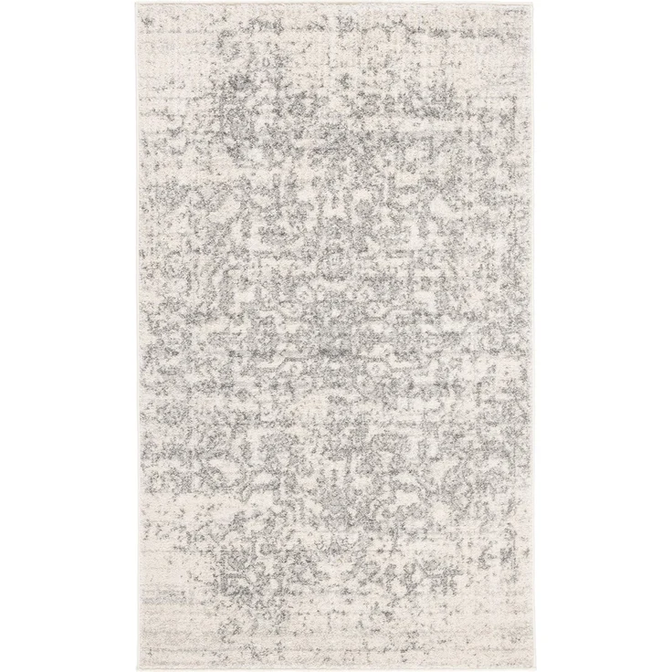 SAFAVIEH Distressed Teppich für Wohnzimmer, Esszimmer, Schlafzimmer - Madison Collection, Kurzer Flor, Silber und Elfenbein, 69 x 122 cm