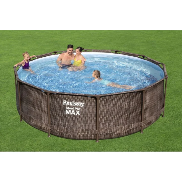 Bestway Steel Pro Max Frame Pool Komplettset Deluxe, rund, Rattan-Optik, 366 x 100 cm – Bild 10