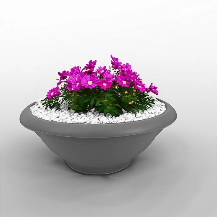 matches21 HOME & HOBBY Blumentopf Pflanzkübel mit Untersetzer für aussen 30 cm Blumentopf grau (1 St), Wetterfeste Pflanzschale als runder Grabschmuck Blumenkübel – Bild 2