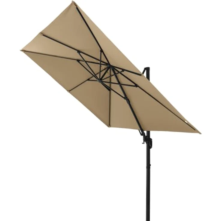 Siena Garden Ampelschirm Elio, 300 cm x 300 cm, Taupe, stufenlos neigbar, 360° drehbar, wasserabweisend – Bild 2