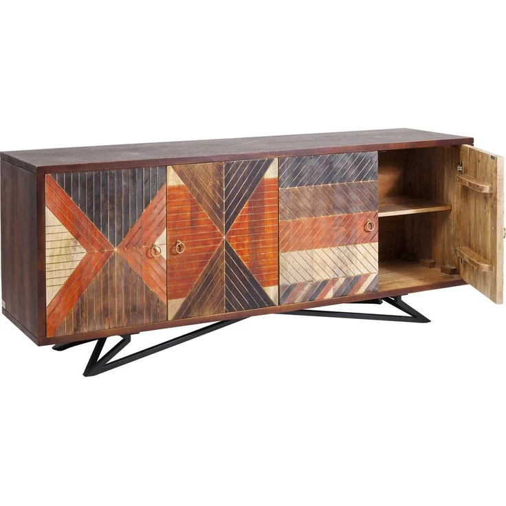 Kare Design Sideboard Tomahawk, schönes Sideboard mit Türen für das Wohnzimmer, Muster und verschiedene Farben, breite Holzkommode, Anrichte, (H/B/T) 75 x 177 x 45 cm – Bild 10