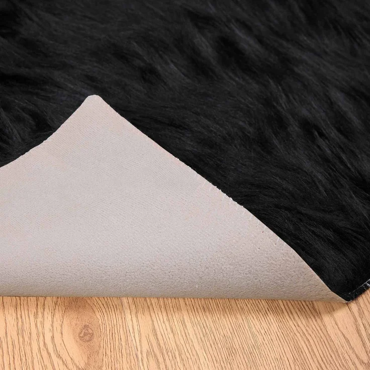 vidaXL Kunstschaffell Teppich Tafalla Schwarz 240 x 340 cm Polyester 42021574 – Bild 6
