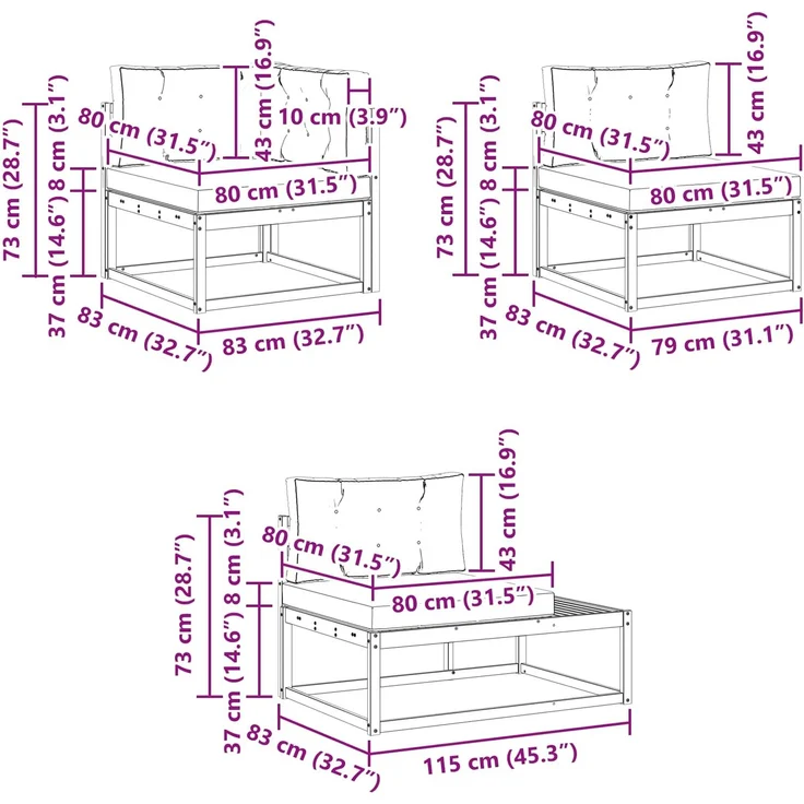 vidaXL Outdoor-Sofagarnitur 6 stk. 5-Sitzer Weiß und Anthrazit 3387011 – Bild 12