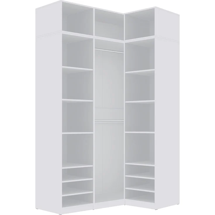 Marmex Möbel Tres Set-G/N (B) Hohes offenes Schranksystem, Einbauschrank ohne Türen, Schlafzimmerschrank mit Regalen und Kleiderstangen, laminierte Spanplatte, weiß 200 x 246 x 51 cm – Bild 8