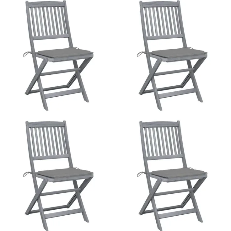 vidaXL Klappbare Gartenstühle 4 Stk. mit Kissen Massivholz Akazie 3064564