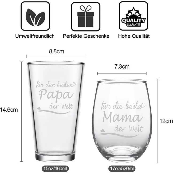 Joymaking Weinglas und Bierglas Set - Personalisiertes Geschenk Eltern Muttertag – Bild 7