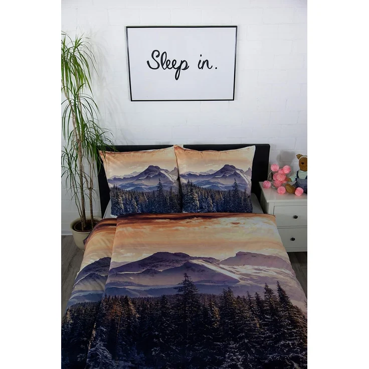 jilda-tex Bettwäsche Winter Dawn, Micromink, Kuschelbettwäsche mit Winterlandschaft – Bild 3