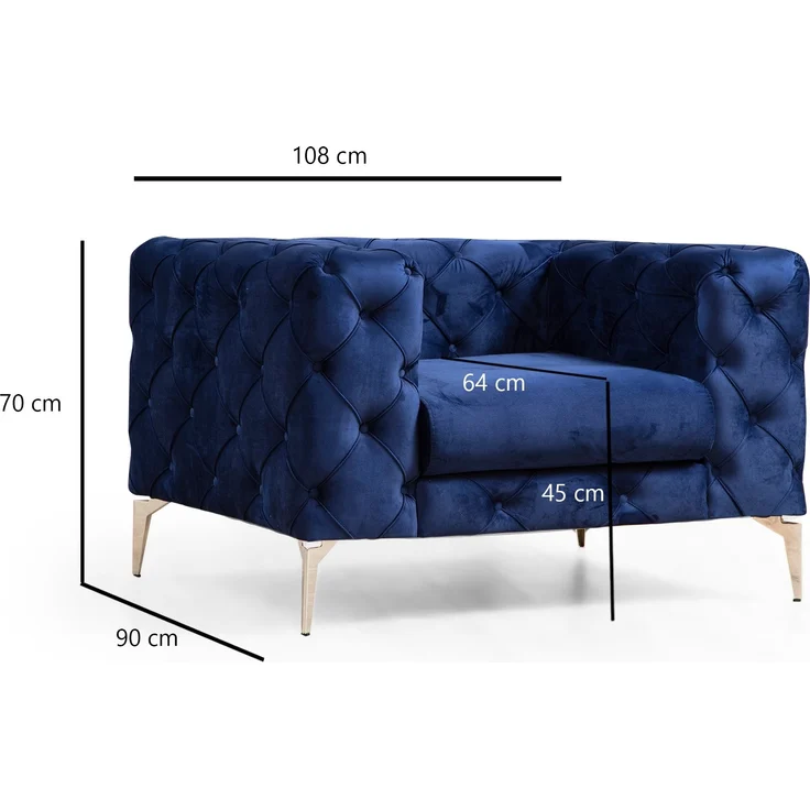 Ohrensessel, 'Como', 70 x 90 x 108, Marineblau – Bild 4