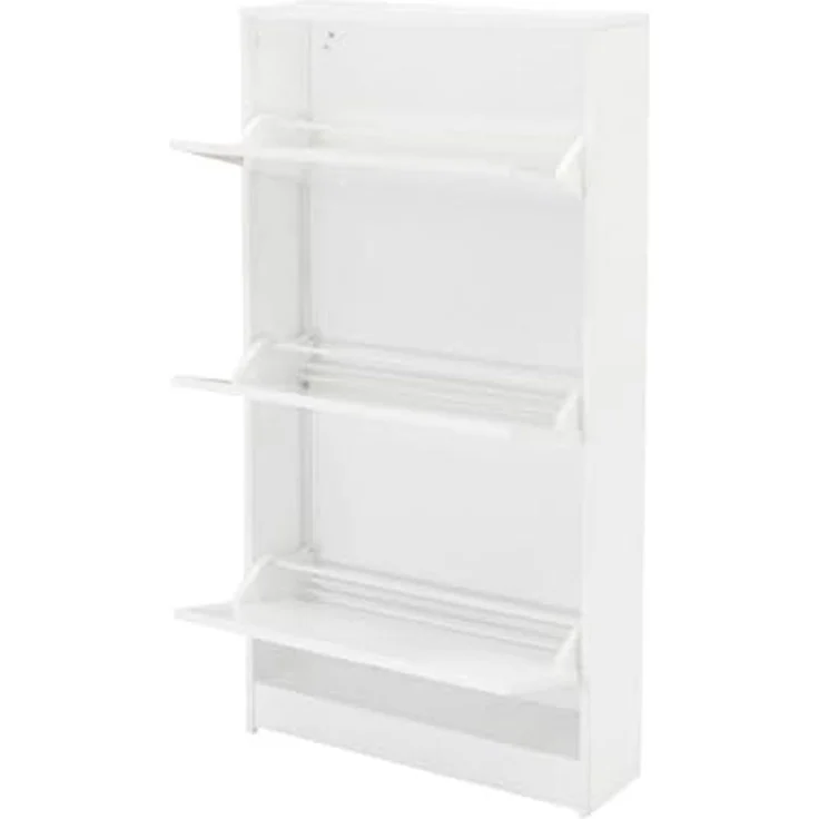 Dmora Schuhschrank mit DREI Türen und Klappen aus Holz, Farbe: Weiß, 62 x 18 x 114 cm – Bild 4